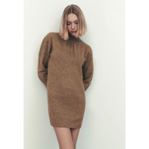 ZARA Knit Sweater Wool Blend Oversized Dress - Picture 4 of 9